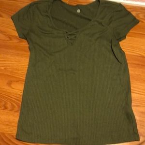 Green Ribbed T-shirt